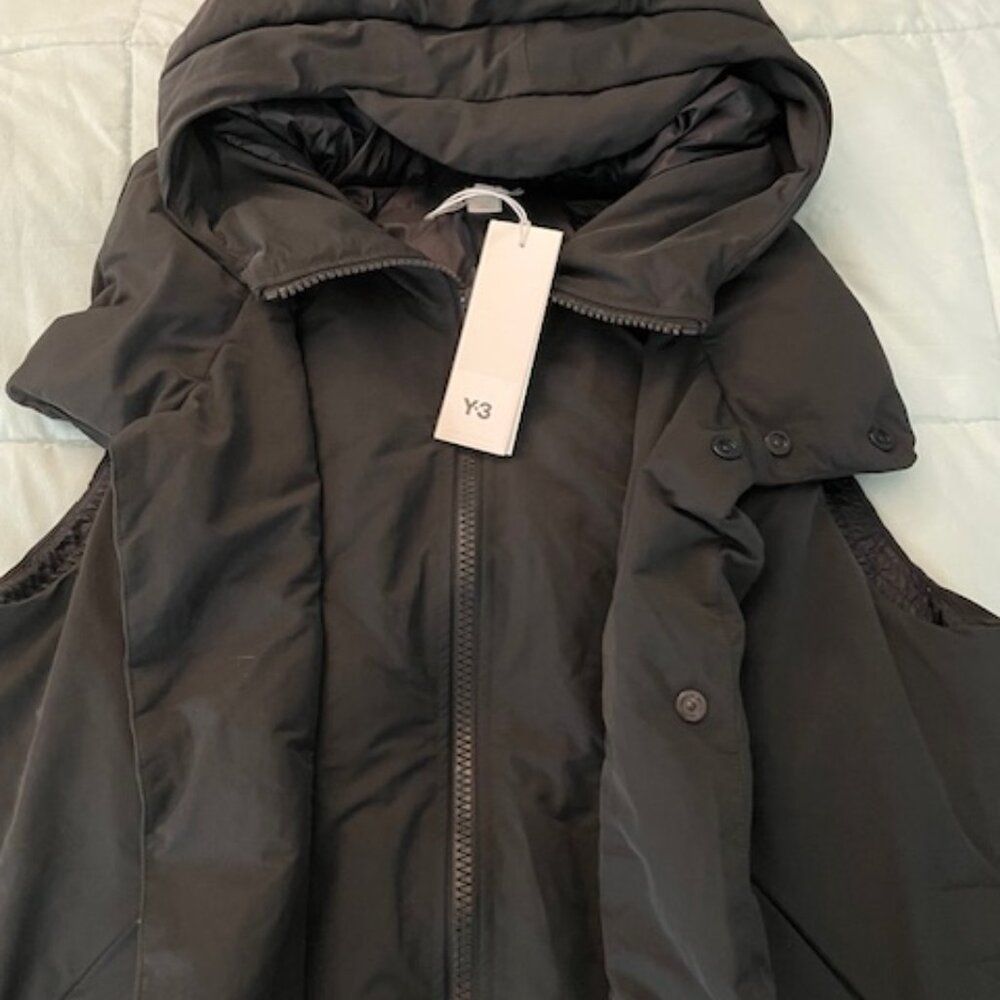 NWT Y3 Adidas Vest Coat XXS Fits XS Small Puffer Adjustable Hooded Black $945 - Picture 2 of 14